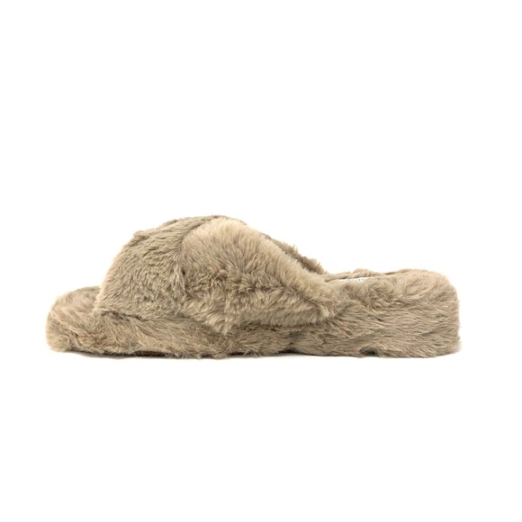 Light Taupe Fluffy Slippers - Picture 6 of 7